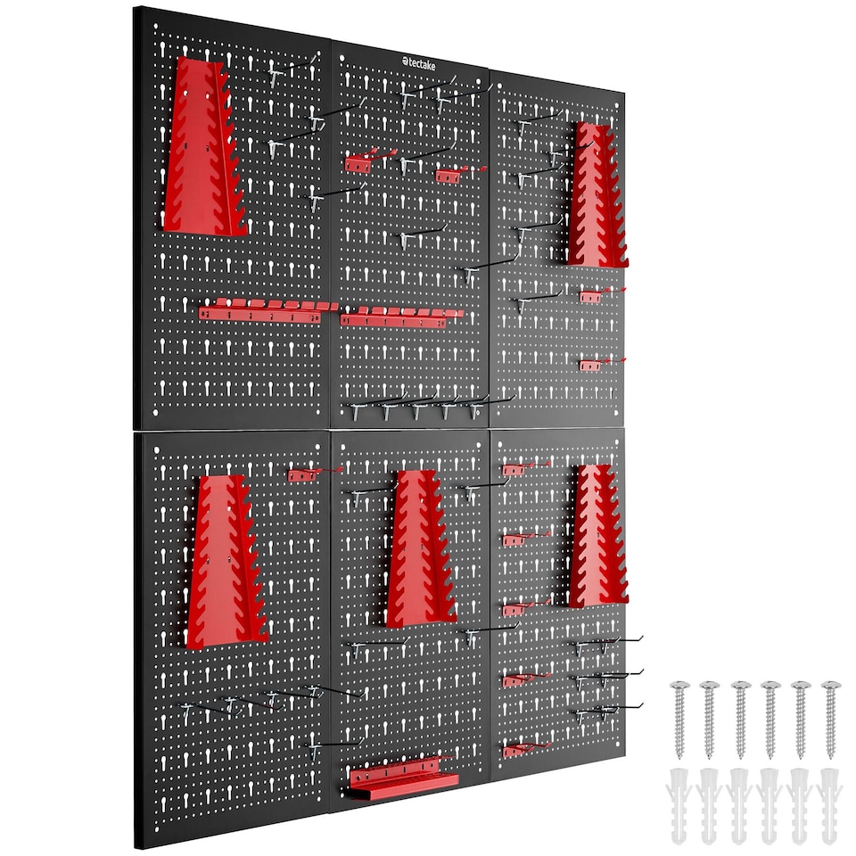image 1 of Tool Pegboard Jonah - hooks and holders | Black | black/red | 2 x 240 x 60 cm | 6