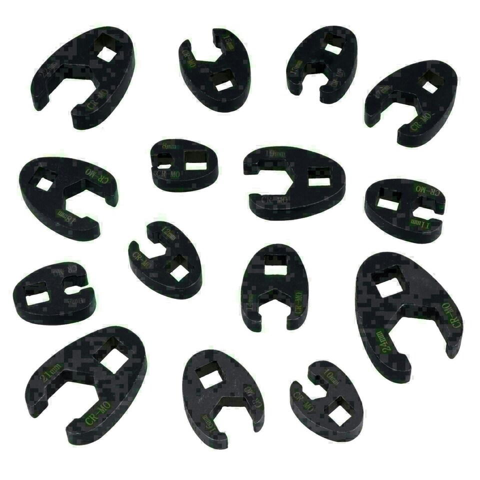 image 1 of Metric Impact Impacted Crowfeet Crowfoot Spanner Wrench Set 8 - 24mm 15pc