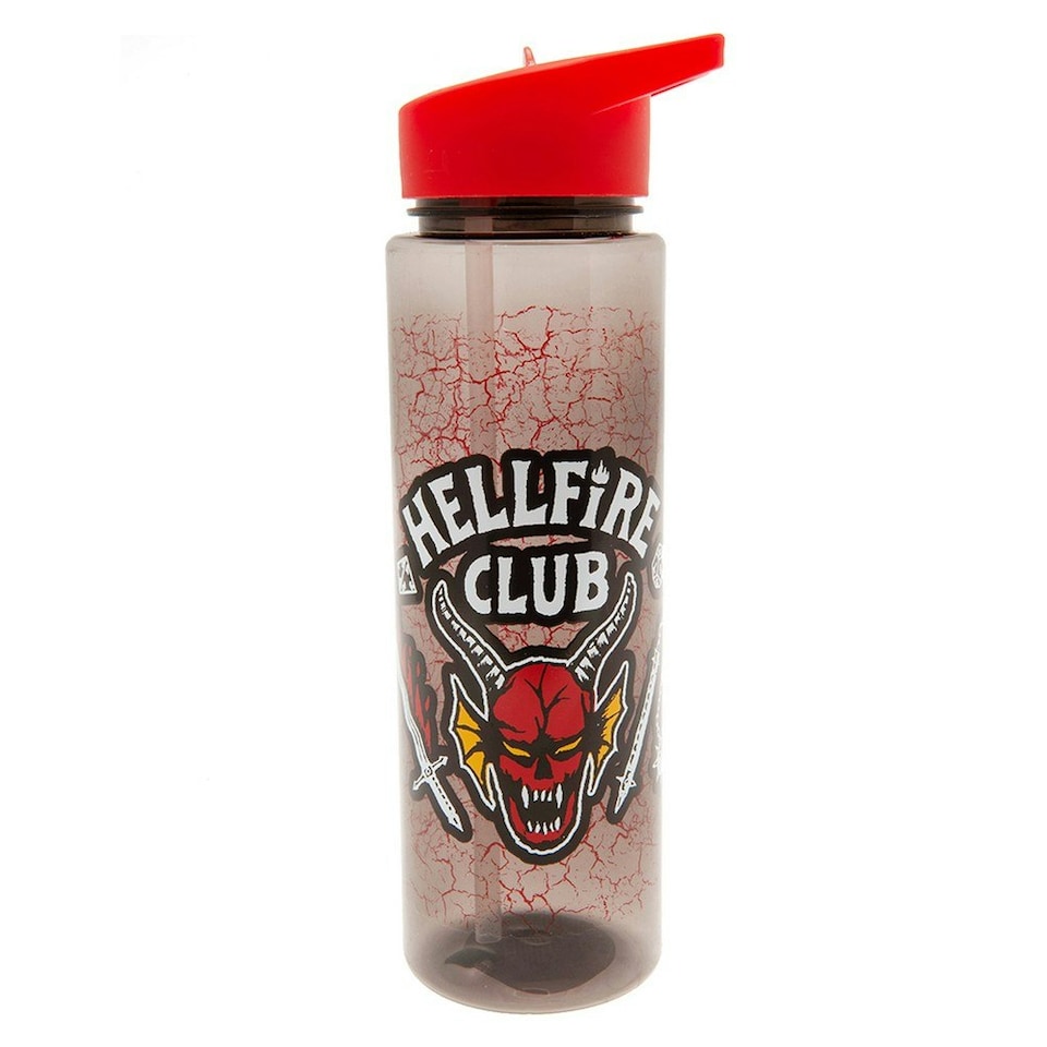 image 1 of Stranger Things Hellfire Club Plastic Water Bottle - Red/White/Black - One Size