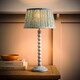image 3 of ValueLights Bobbin Pastel Blue Table Lamp Leaf Pleated Shade