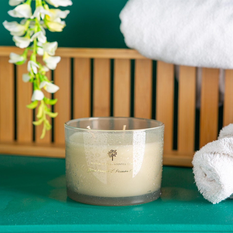 image 1 of Nicola Spring Soy Wax Scented Candles - 350g - Green Pomelo & Passion Fruit - Pack of 3 | Grey | Grey