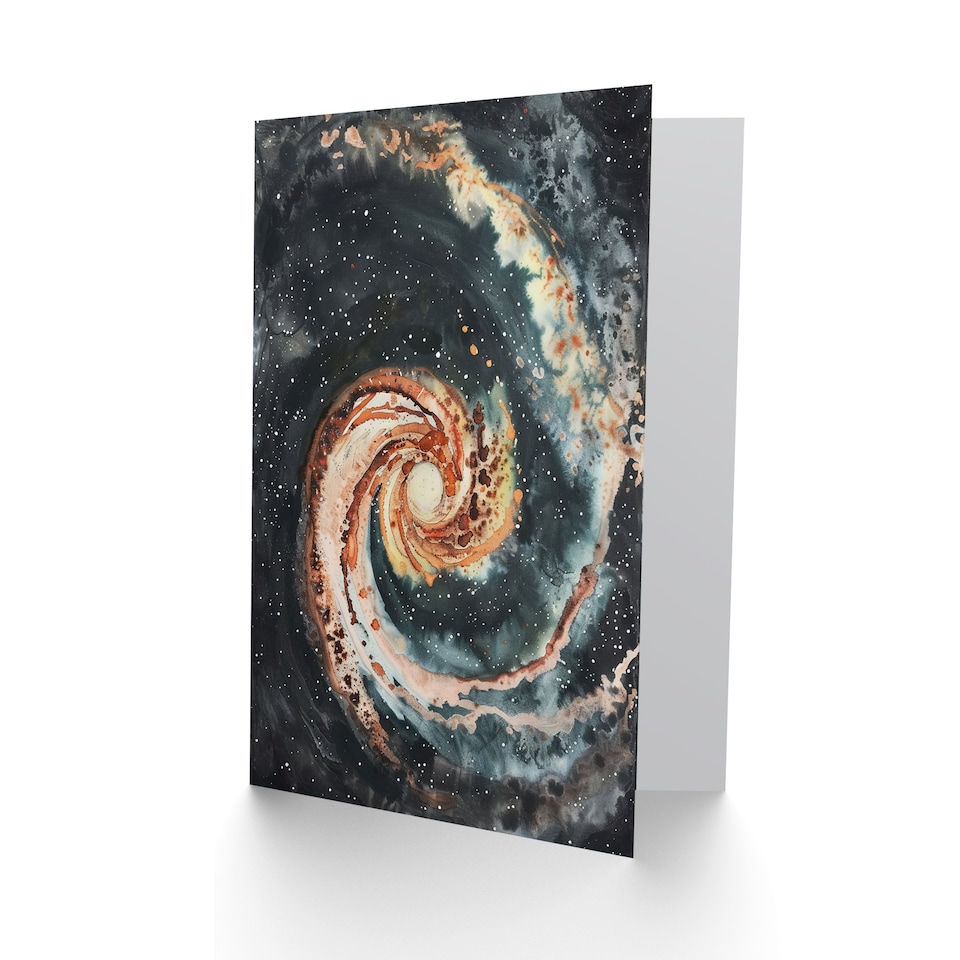 image 1 of Greeting Card Space Whirlpool Spiral Galaxy M51 Watercolour Birthday