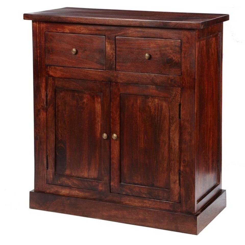 image 1 of Jaipur Dark Mango 2 Door Sideboard - Solid Mango Wood - L50 x W90 x H90 cm Brown
