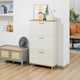 image 2 of HOMCOM 12 Pair Slim Shoe Storage Cabinet w/ 3 Flip Drawers Cream
