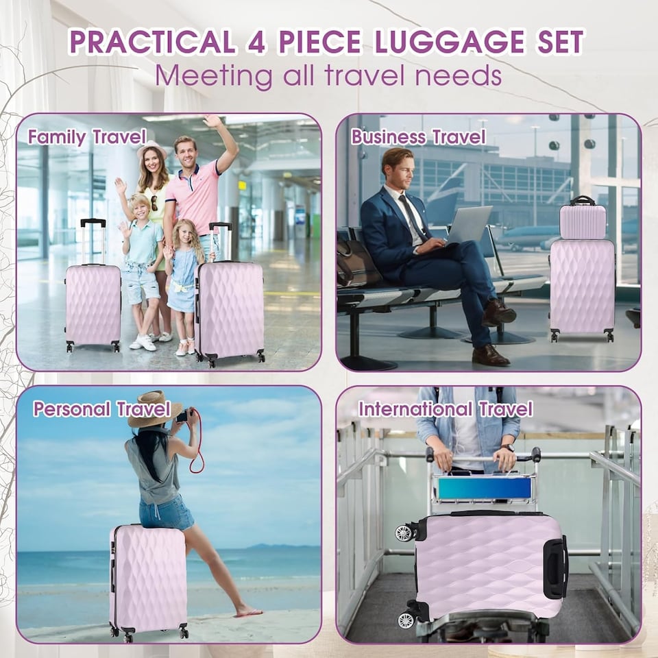 image 1 of 4 Piece Travel Luggage Sets with 360° Spinner Wheels