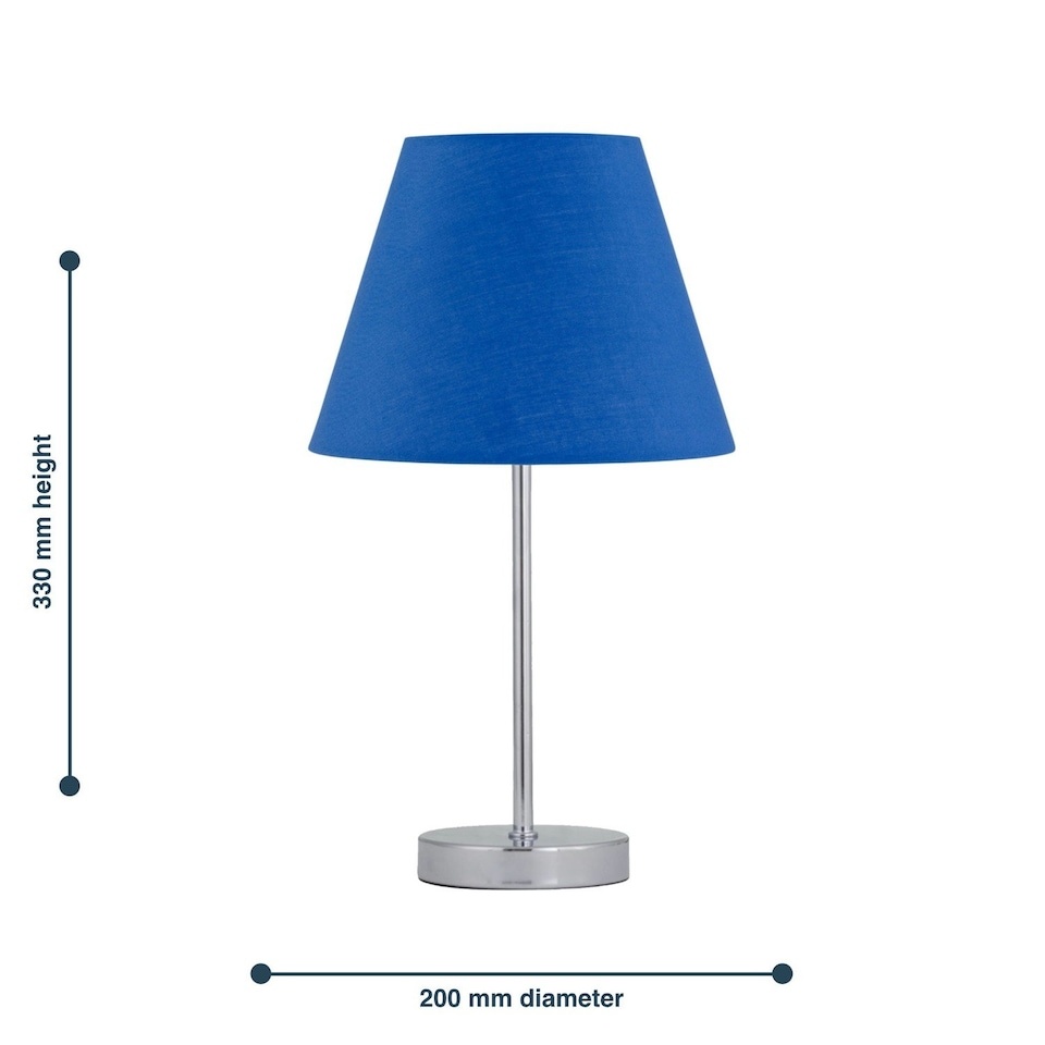 image 1 of Set of 2 Chrome Touch Operated Table Lamps with Royal Blue Shades Chrome | Blue