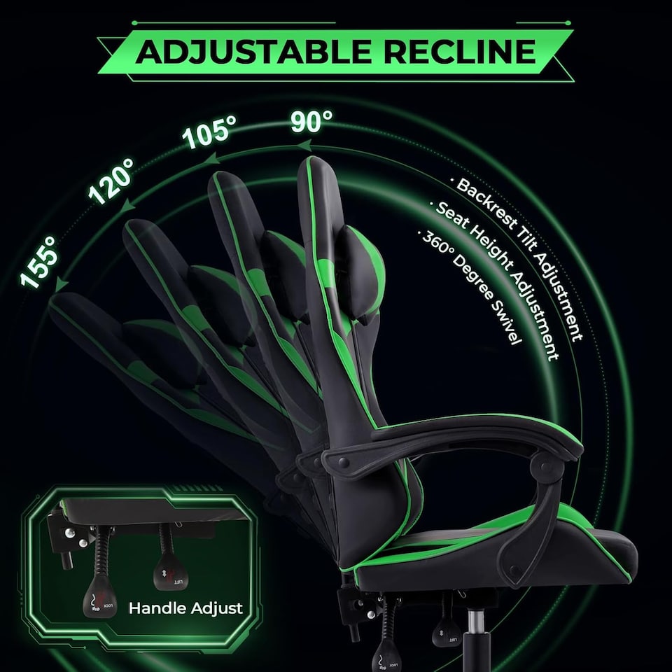 image 1 of Ergonomic Gaming Chair | Green | Green