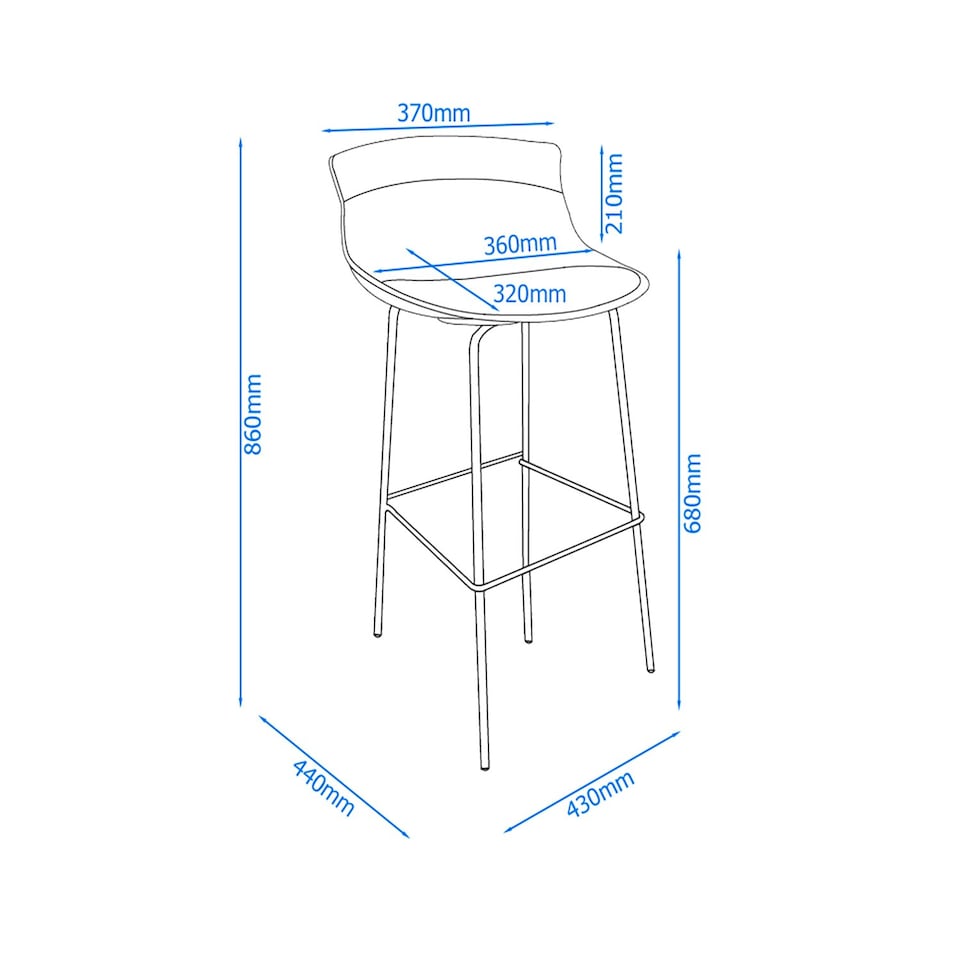 image 1 of Helena Barstool with Footrest in White