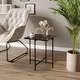image 4 of Set of 2 Pcs Marble Effect Tops Square Round Side End Coffee Table Metal Frame | Black | Black Square | 1