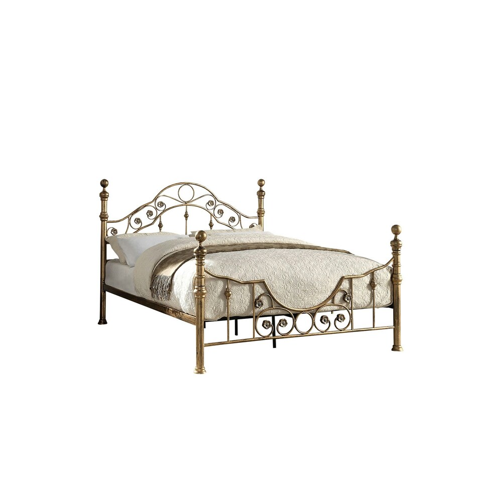 image 1 of Letchworth Vintage Victorian Style Antique Brass Metal Bed Frame (Double)