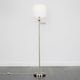 image 2 of ValueLights Sinatra Brushed Silver Floor Lamp with Medium White Tapered Shade and LED Bulb