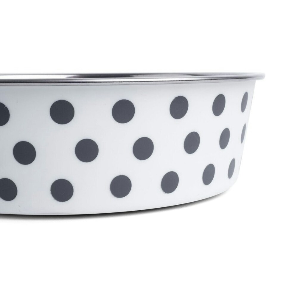 image 1 of Petface Small Dog Bowl Stainless Steel 14cm Grey Dots