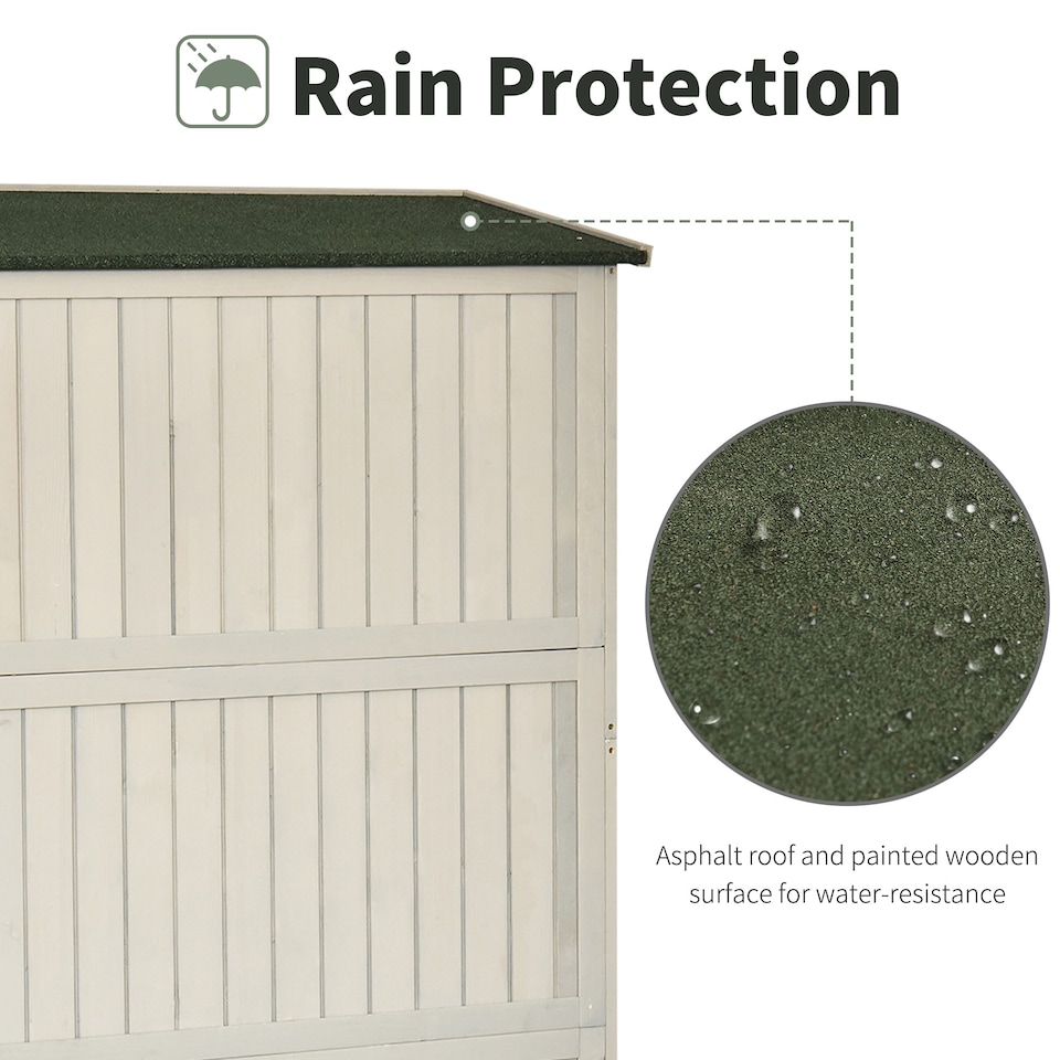 image 1 of Outsunny Wooden Garden Shed with Two Windows, Tool Storage Cabinet, Outdoor Double Door Organizer 127.5L x 50W x 164H cm, Grey