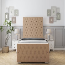 Sloomy Watson Latte Dumfries Bed Frame With Mattress With 50" Upholstered Headboard 4' Small Double