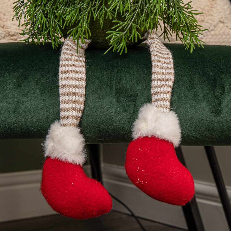 image 1 of 48cm Red and White Christmas Tree Sitting Gonk with Dangly Legs and Striped Hat