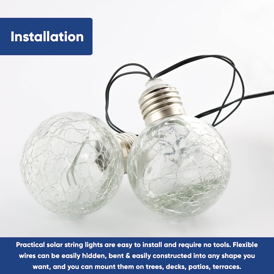 image 1 of Gardenwize Solar Crackle Ball String Lights (10 Piece)