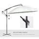 image 4 of Outsunny 3m Cantilever Shanghai Parasol Garden Hanging Banana Sun Umbrella with Crank Handle, 18 Sturdy Ribs and Cross Base, White