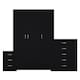 image 8 of Vida Designs Riano 3 Piece Bedroom Set (3 Drawer Bedside Chest, 5 Drawer Chest, 3 Door Wardrobe), Black (5)