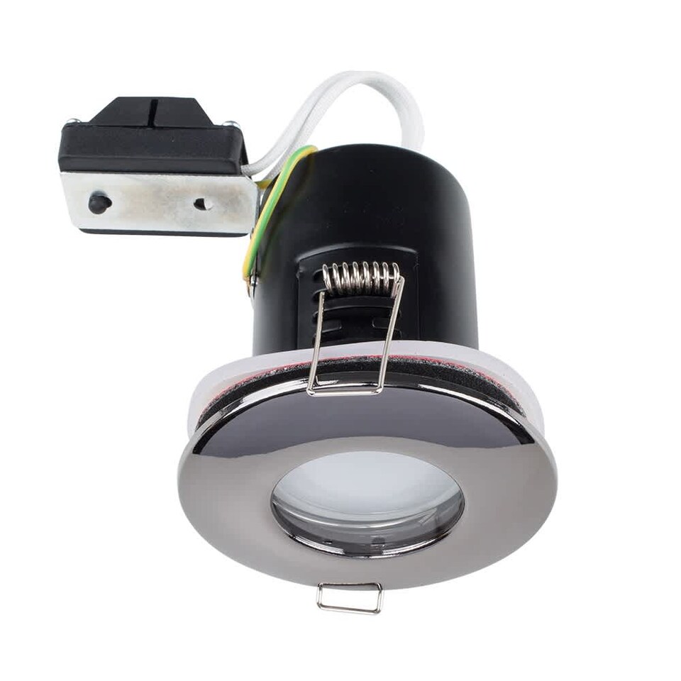 image 1 of ValueLights Downlight Fire Rated IP65 Black Chrome Ceiling Light Fitting Single Pack