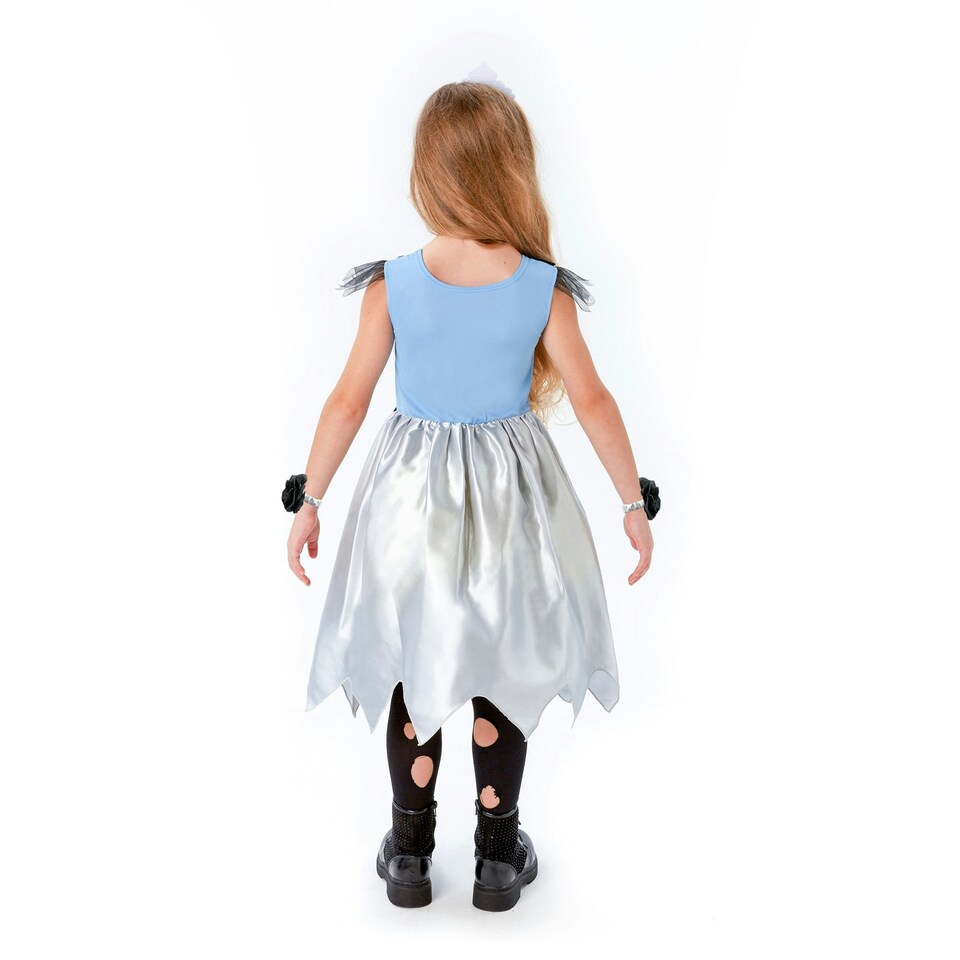 image 1 of Bristol Novelty Miss Halloween Gothic Costume - Blue/Silver/Black - 5-6 Years 5