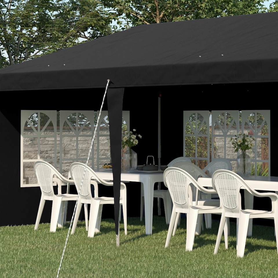 image 1 of Outsunny 3 x 6m Heavy Duty Gazebo Marquee Party Tent with Storage Bag Black