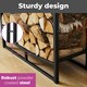 image 3 of Black Indoor Firewood Log Rack With Hooks