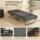 image 3 of HOMCOM Folding Bed with Mattress Foldable Guest Bed on Wheels w/ Cover Dark Grey