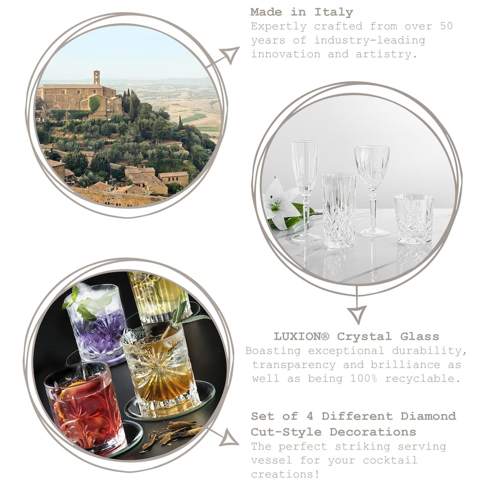 image 1 of RCR Crystal 8 Piece Mixology Whisky Glasses Set - 340ml - Pack of 2