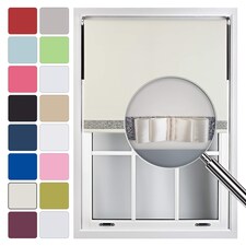 FURNISHED Blackout Roller Blind with Gold Glitter Trim and Cream Bow Cut to Size | Cream | Cream | (W) 180cm x (L) 210cm