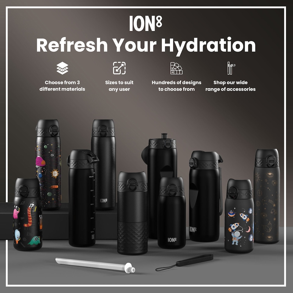 image 1 of Leak Proof Slim Water Bottle, Vacuum Insulated, 500ml (17oz) | Black | Gamer | One Size