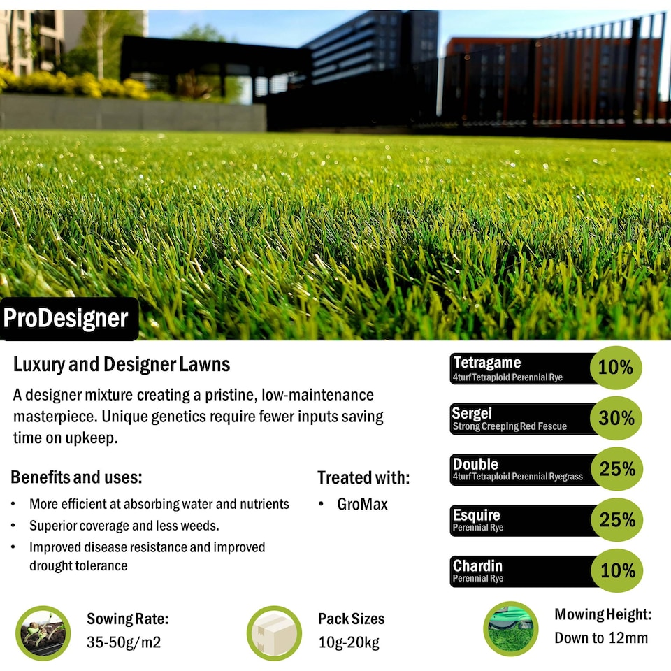 image 1 of Pegdev ProDesigner Luxury Grass Seed Elegant Designer Lawn High Density 50g