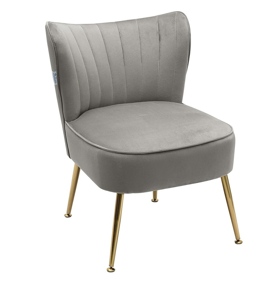 image 1 of Living and Home Modern Armless Wingback Chair with Gold Legs - Grey