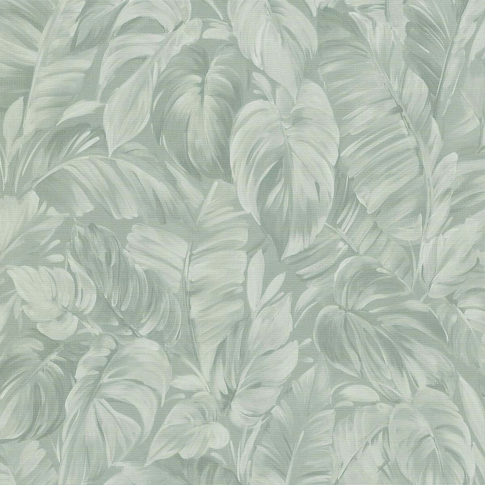 Erismann Play Of Light Palm Leaf Vinyl Textured Wallpaper - Sage Green - 10m x 53cm Green