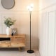 image 2 of ValueLights Velika Black 3 Arm Opaque Globe Floor Lamp Light