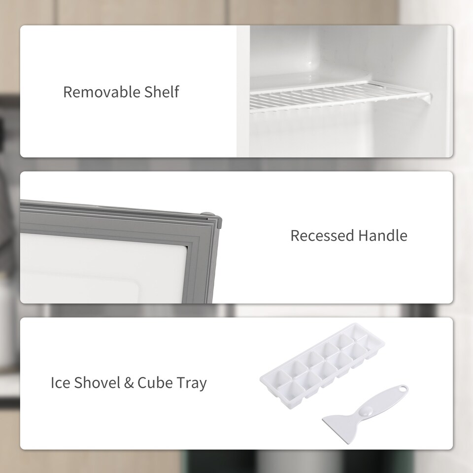 image 1 of HOMCOM Tabletop Mini Freezer with 35 Litre Capacity, Small Freezer with Reversible Door, Adjustable Temperature and Removable Wire Shelf for Bedrooms, Home Office, Grey