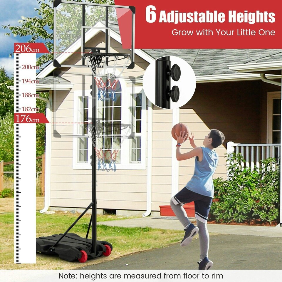 image 1 of COSTWAY Portable Basketball Hoop Backboard Basketball Black | Standard