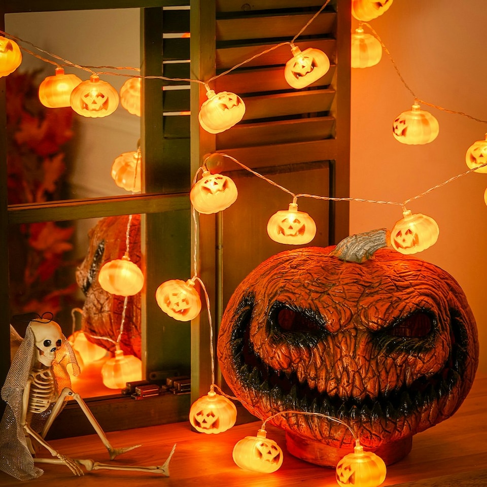 image 1 of Living and Home Halloween Pumpkin LED String Lights Battery Operated