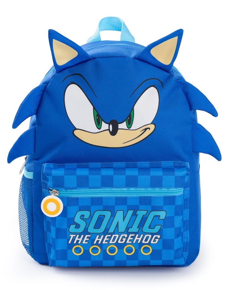 image 1 of Sonic The Hedgehog Boys Backpack | Blue 3D Character Rucksack with Adjustable Straps | Gamer Practical & Organised Luggage Sports School Bag For Kids | Gaming Series Merchandise Gift | Blue | Blue