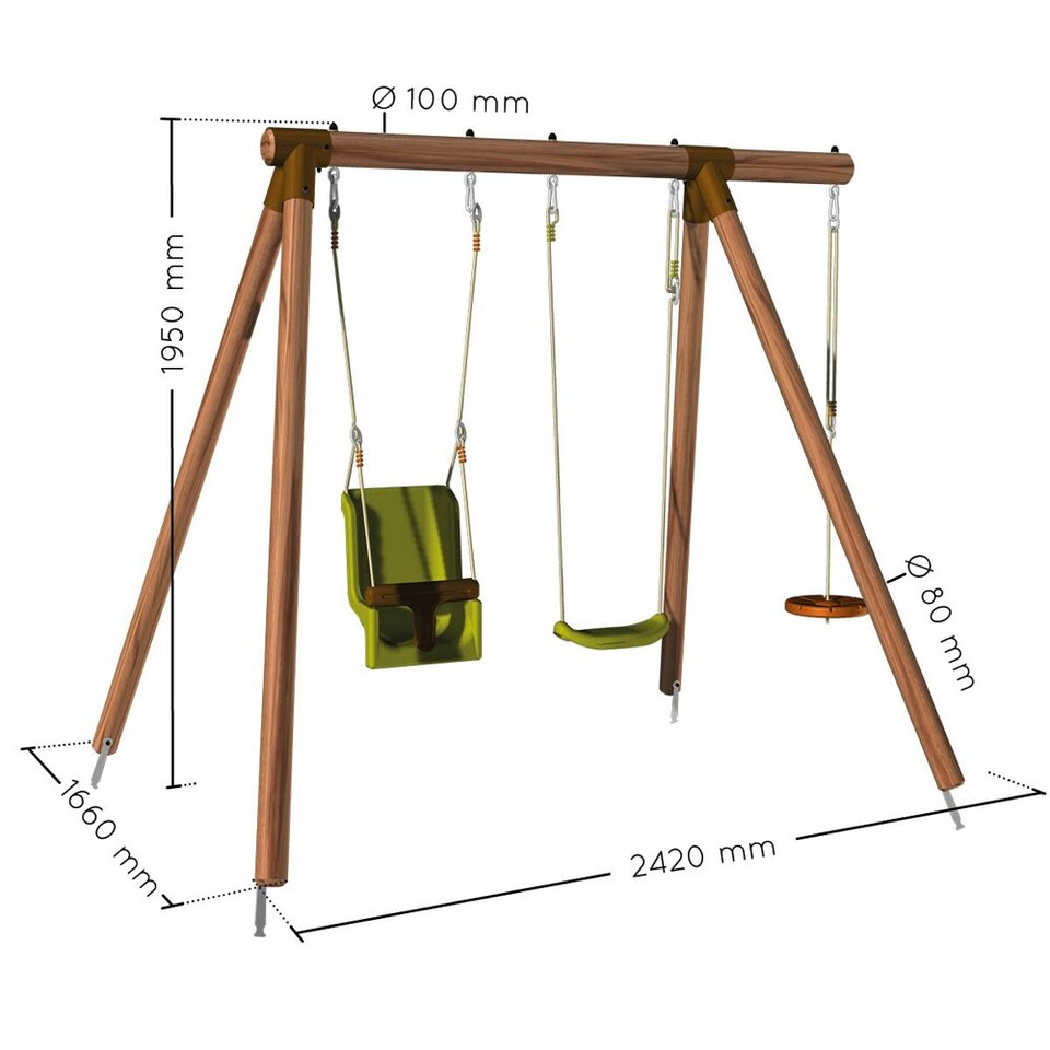image 1 of Tiago Childrens Wooden Garden Swing Set