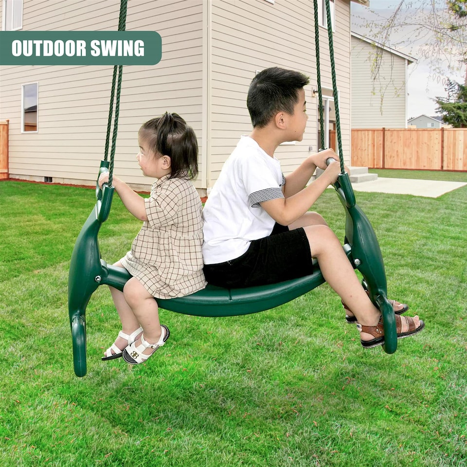 image 1 of The Magic Toy Shop Two Kids Tandem Swing Seat Outdoor Playground Equipment