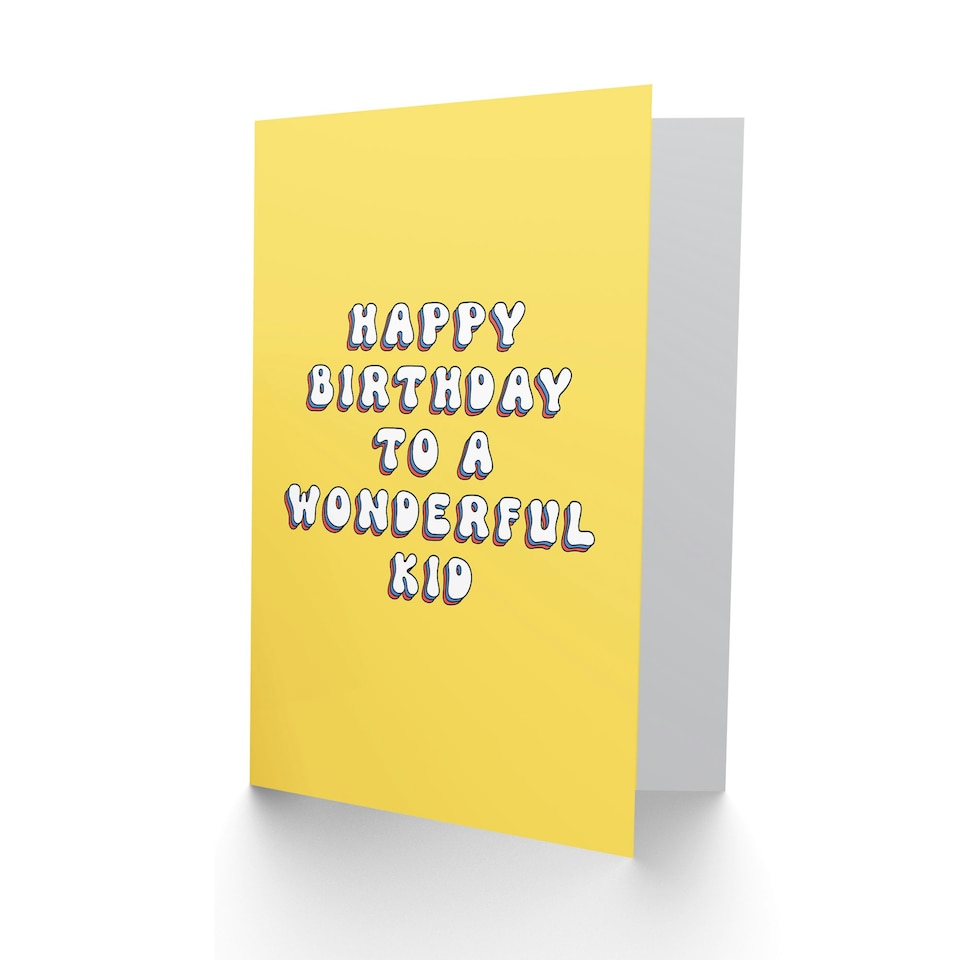 image 1 of Wonderful Kid Bright Fun Hippie Letters Non Binary Birthday Card
