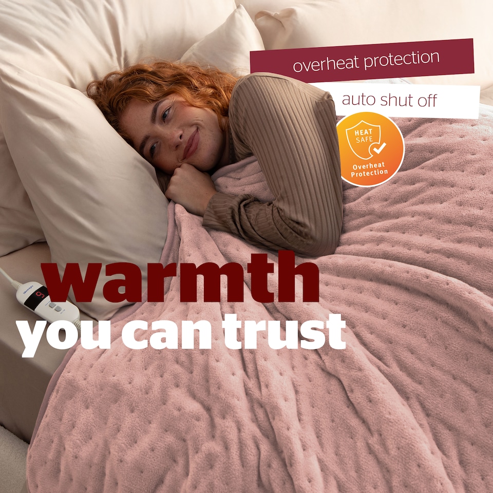 image 1 of Silentnight Luxury Heated Throw, Blush | Pink | Blush | One Size | 1