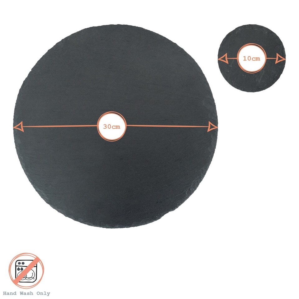 image 1 of Argon Tableware 13pc Slate Platter, Round Placemats & Coasters Set - Black Natural Stone Dinnerware Plate Placemats Drink Mats | Grey | Grey | One Size | 13