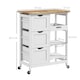 image 5 of HOMCOM Rolling Kitchen Island Cart, Bar Serving Cart, Compact Trolley on Wheels with Wood Top, Shelves & Drawers for Home Dining Area, White
