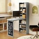 image 8 of HOMCOM Folding Convertible Desk with Blackboard and Bookshelf, Grey