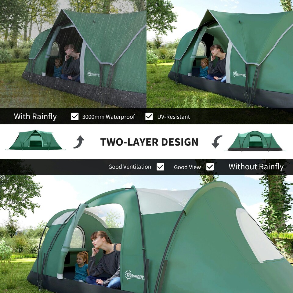 image 1 of Outsunny Outdoor  Camping Tent For 5-6 W/ Bag, Fibreglass & Steel Frame