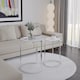 image 2 of 2 Piece Round Nesting Side Tables Set Tempered Glass Top Metal Leg Coffee Tables | Multi | Gold Legs Black Glass