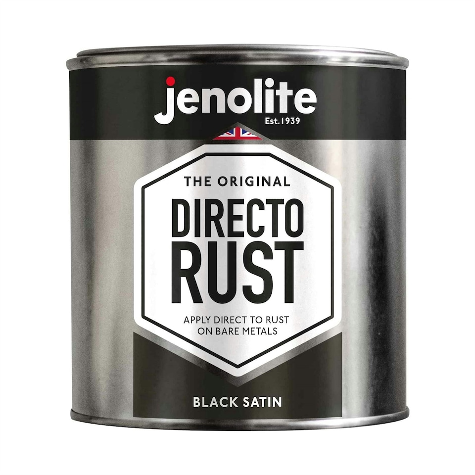 image 1 of Jenolite Directorust All-in-One Multi-Surface Paint - Black Satin - 1l