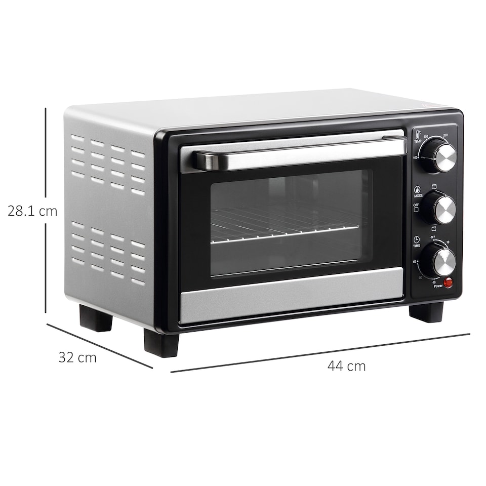image 1 of HOMCOM Mini Oven 16L Countertop Oven w/ Adjustable Temp Timer 1400W, Silver