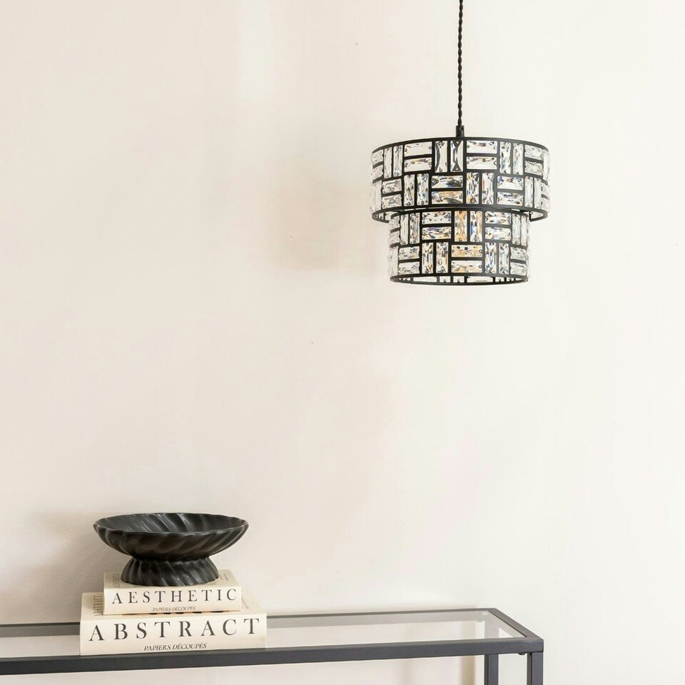 image 1 of ValueLights Elise Acrylic Jewel Black Two Tier Easy Fit Lamp Shade